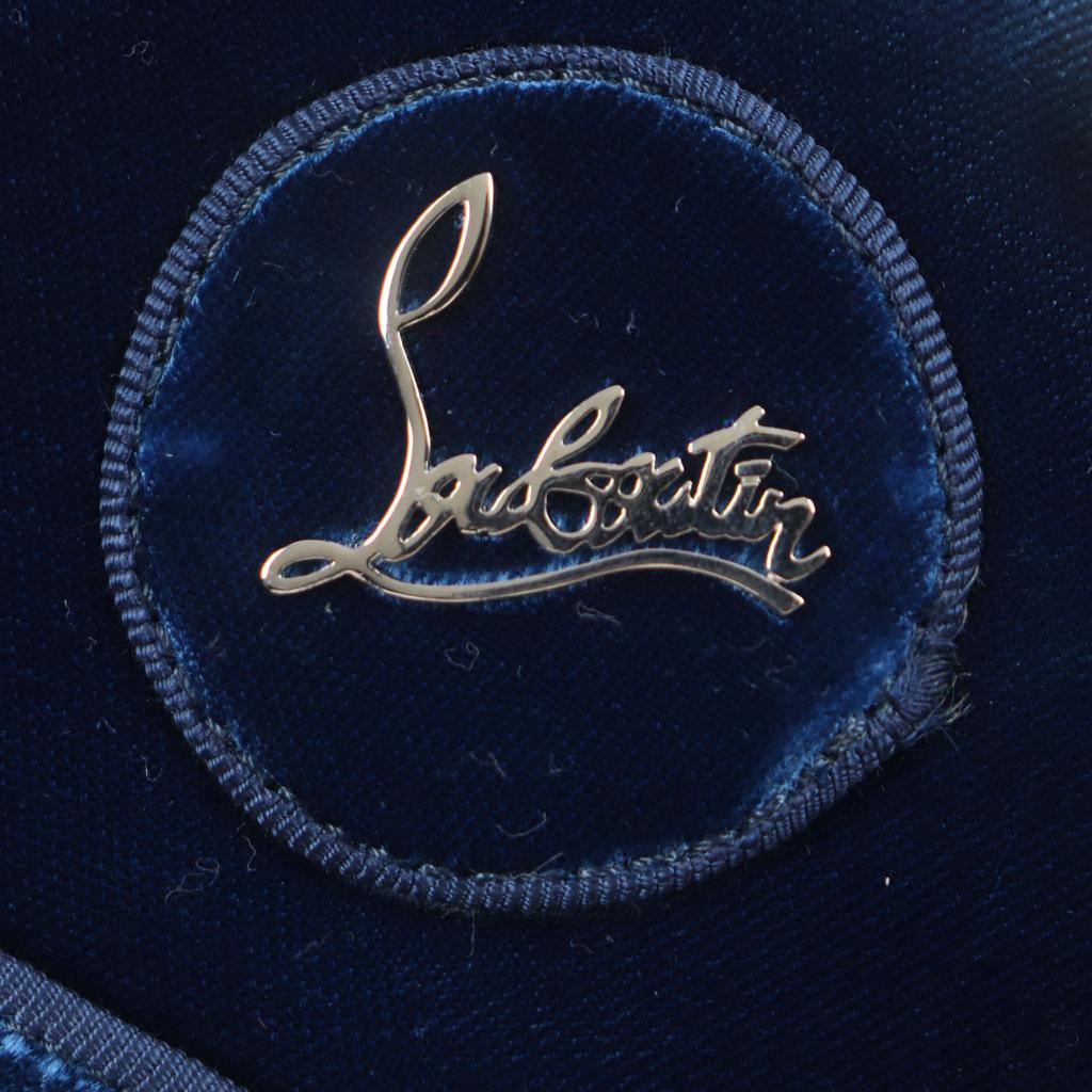 Ausgezeichnete Christian Louboutin High-Top-Sneaker LOUIS ORLATO FLAT blauer Samt 40 Gebraucht