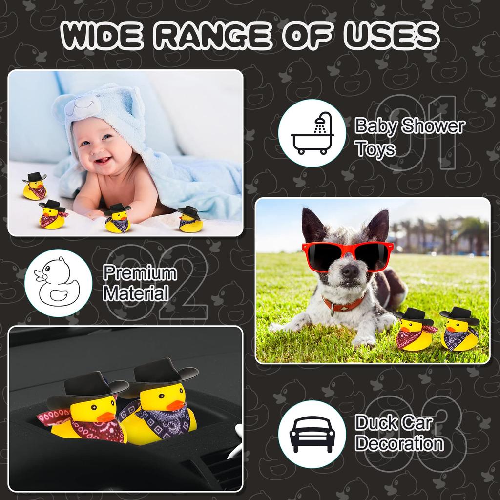 6-60 Set  Brown Cowboy Rubber Duck Bulk Mini Yellow Duckies Party Tiny Ducks Toy Bandanas For Summer Shower Party Favor