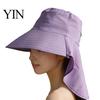 Wide Brim Beach Hat for Vacation Women Sun with Neck Flap, Packable Breathable Polyester Hat, UV Protection Travel Hiking Commuting