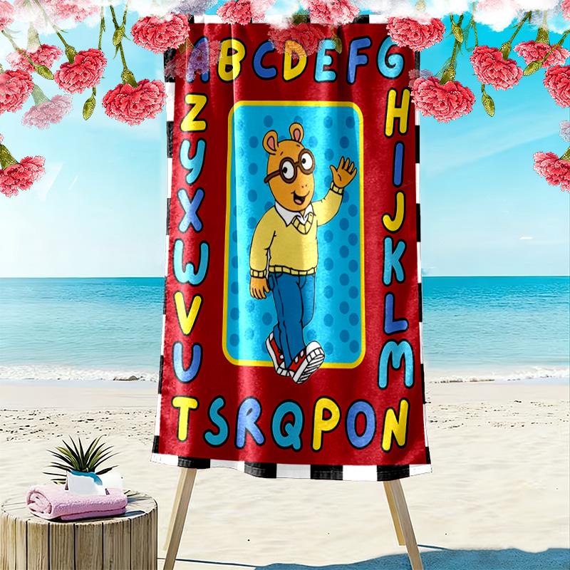 Arthur Cartoon Print Beach Towel, Large Soft Quick Dry Towel for Beach Camping Swimming