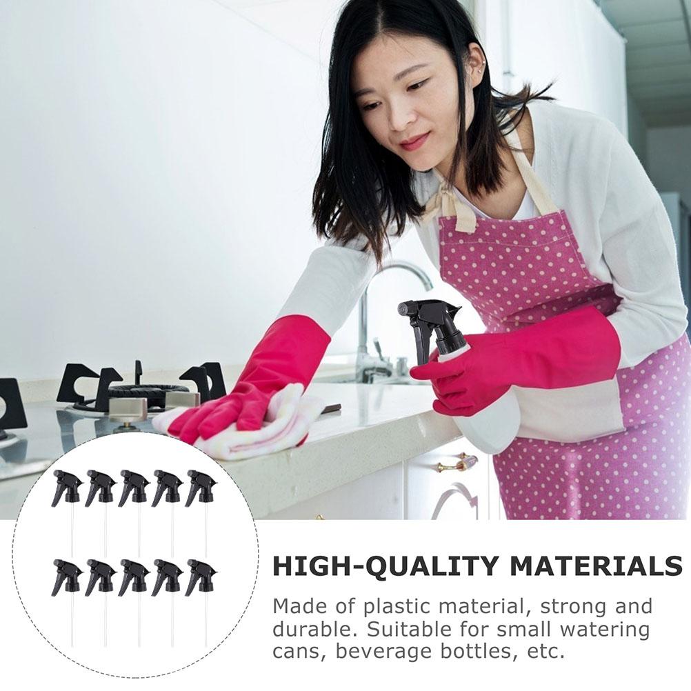 10 PCS Spray Bottle Nozzle Trigger Nozzles Plastic Heads Sprayer Black Top Replacement Watering Paint Jacket Mist