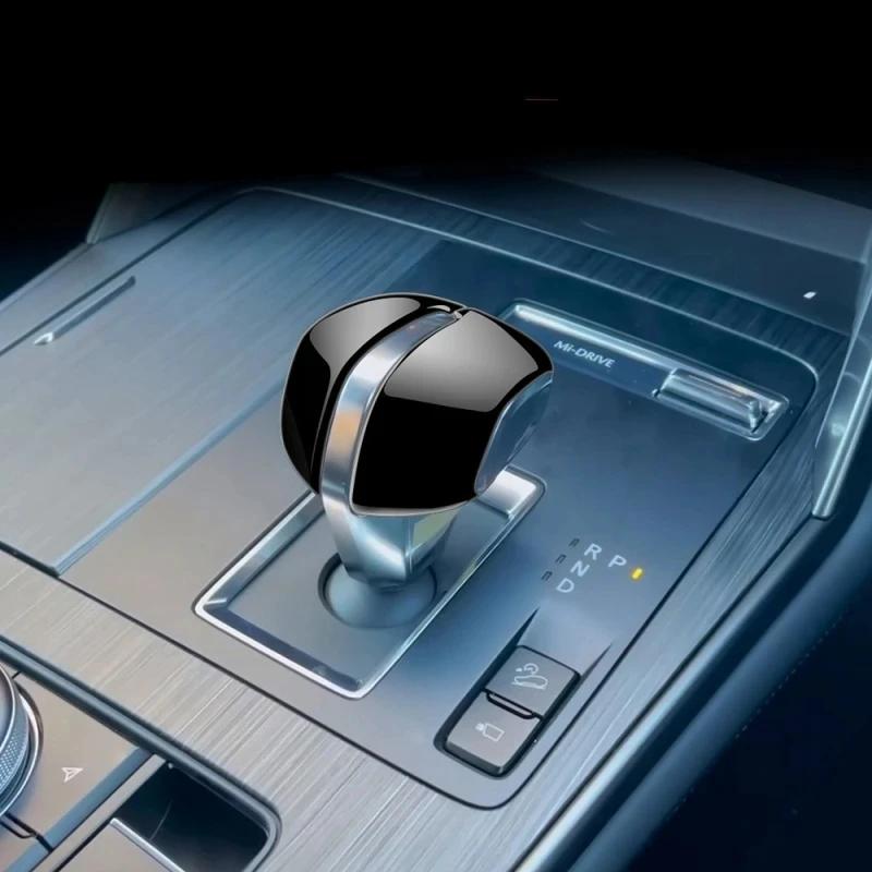 Car Gear Shift Head Knob Trim For Mazda CX-60 CX60 2024 Carbon Fiber ABS 3d Stickers Auto Vehicle Decoration