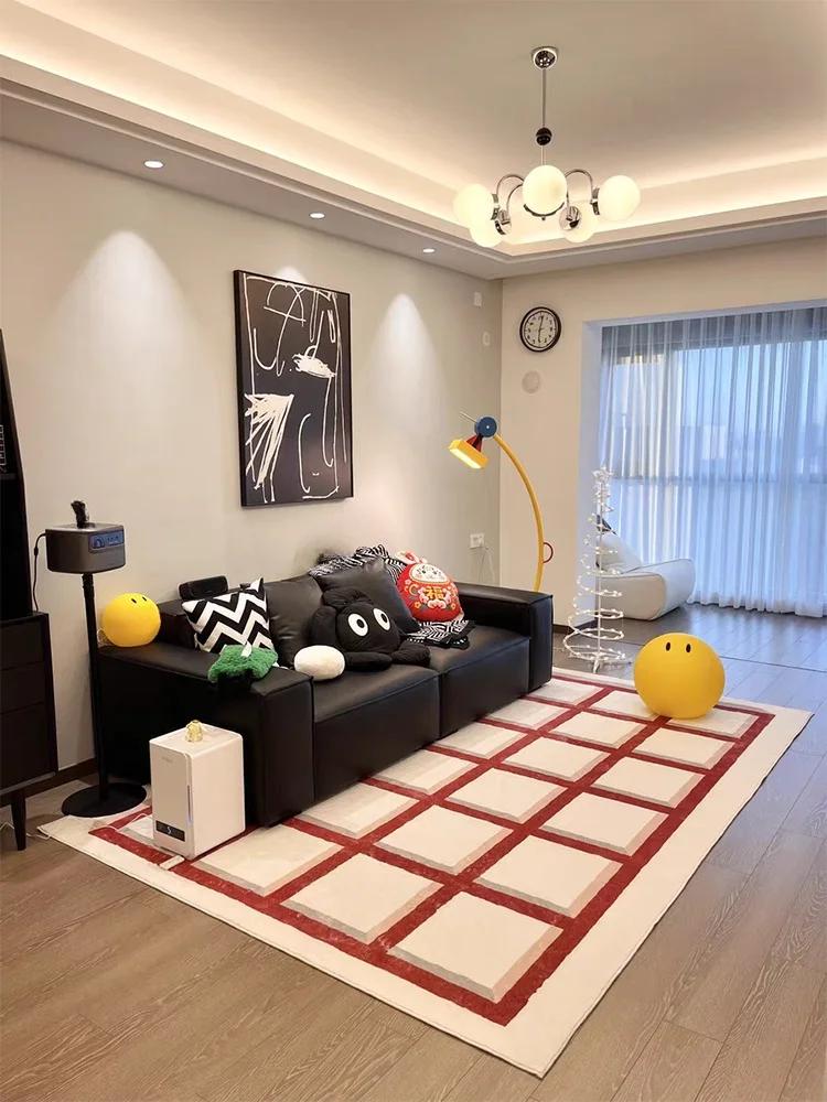 

3D Ковер в клетку – Красно-белый клетчатый геометрический нескользящий ковер, мягкий коврик для пола для гостиной, спальни, детской игровой комнаты 60*90cm