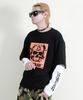 Deumakeu Skull Graphic Double Sleeve Long Sleeve T-Shirt Black
