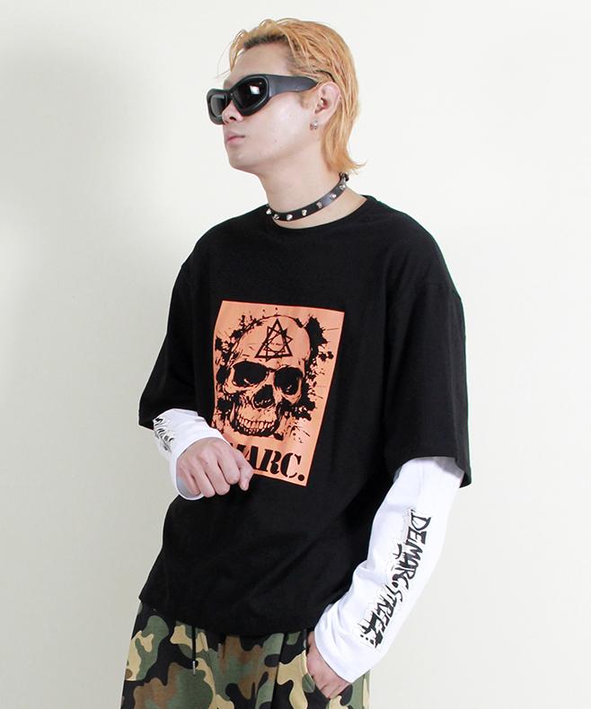 Deumakeu Skull Graphic Double Sleeve Long Sleeve T-Shirt Black