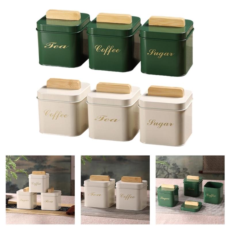 Teas Coffee Candy Container With Bamboos Lid for Kitchen Counter Multifunctional Sealed Storage Jar for Dry Food