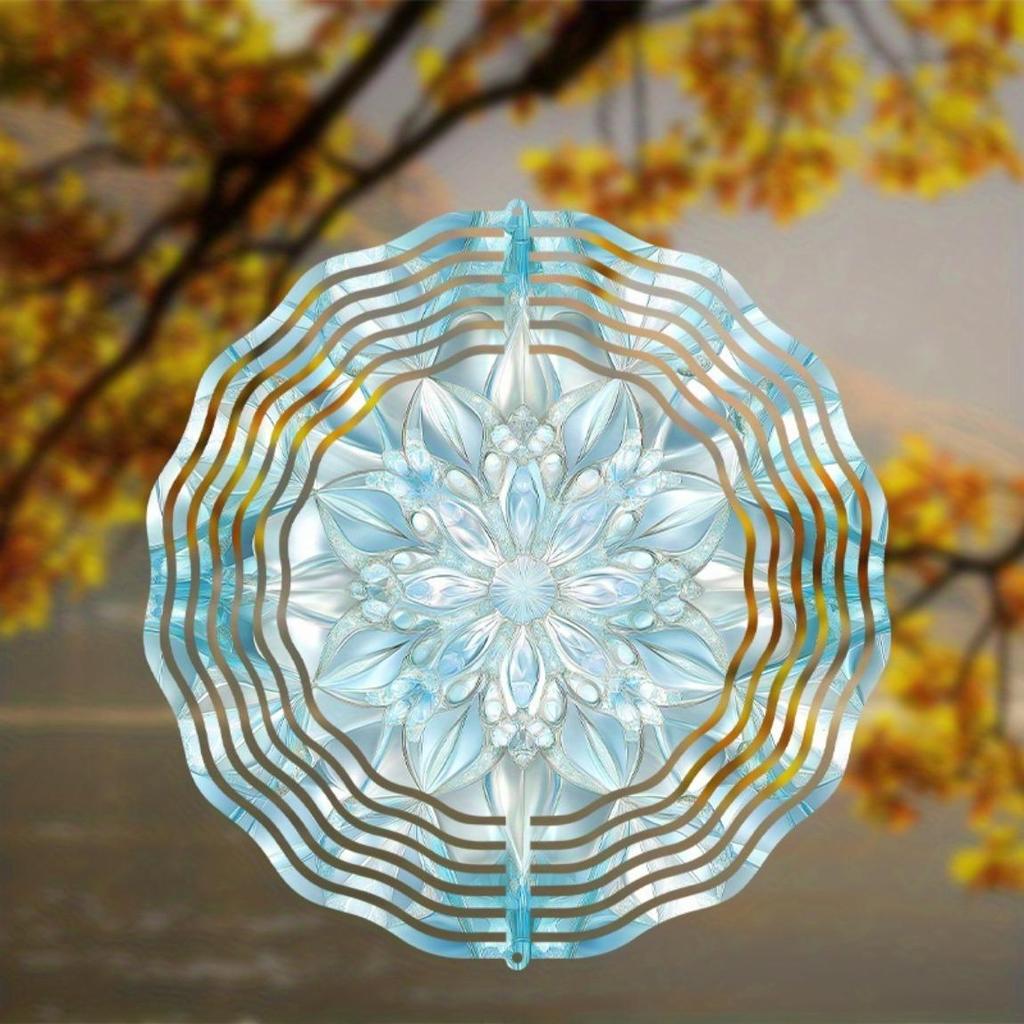 Metal Wind Spinner Outdoor Decor Snowflake Design Wind Chime for Garden Yard Patio Home Hanging Ornament Relaxing Wind Motion Art