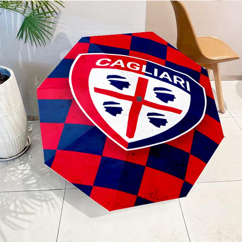 Football Cagliari Design Automatic Folding Umbrella - 8-Rib Travel Umbrella with Auto Open/Close & Portable, Gift for Christmas, Birthdays