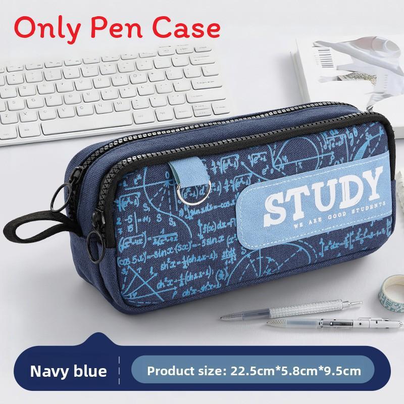 Oxford Cloth Double Layer Pencil Case For Students With Large Capacity And Minimalist Style