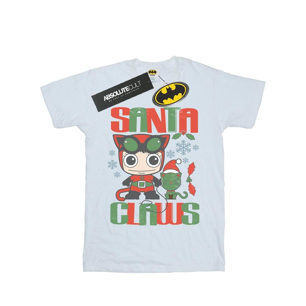 DC Comics Womens/Ladies Chibi Catwoman Santa Claws Cotton Boyfriend T-Shirt