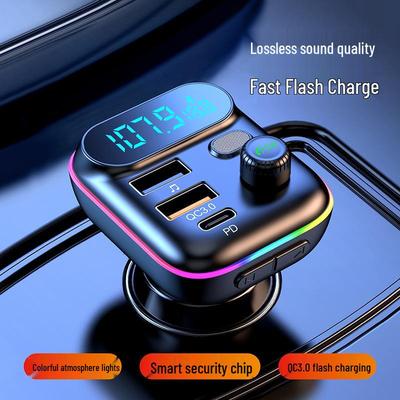 Bluetooth Car FM Transmitter & MP3 Player with PD 18W QC3.0 Fast Charging & Seven-Color Lights