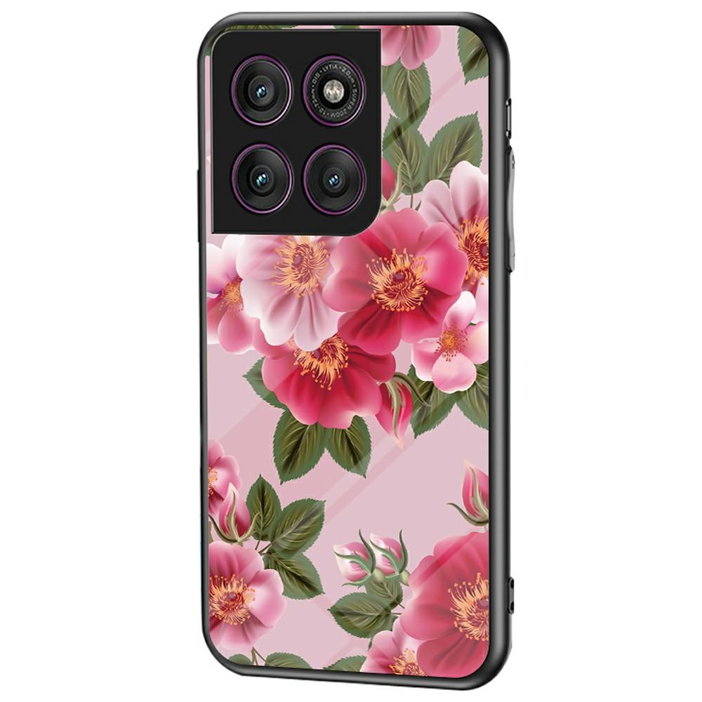 Für Motorola Edge 60 Pro 5G Hülle Blumenmuster TPU+Gehärtetes Glas Schutzhülle