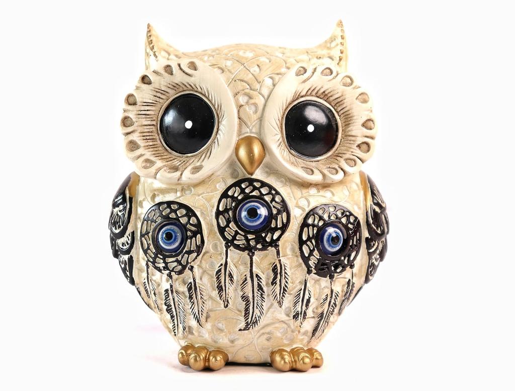 Owl Statue For Good Luck, Aesthetic Resin Owl Art Figure Showpiece - 4 Inch