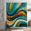Luxury Modern Shower Curtain Wave Colorful Design for Bathroom Decor Waterproof Fabric with Metal Hook Rings Set (Blue)