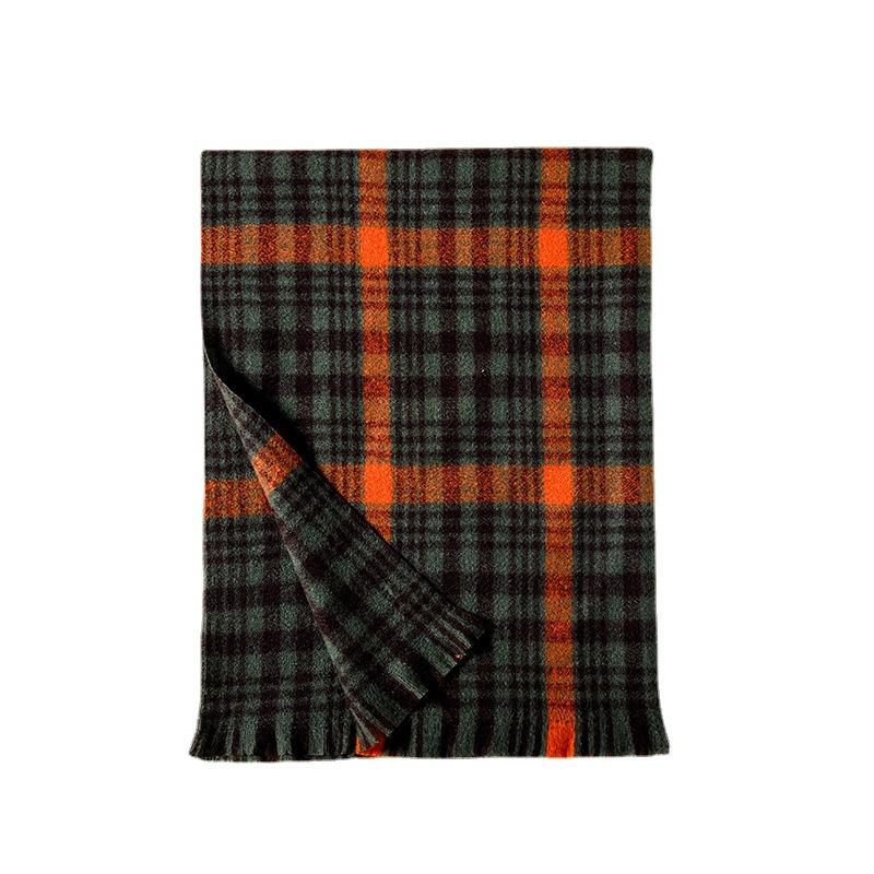 2025 new autumn and winter thickened scarf warm imitation cashmere scarf plaid fringed scarf women's versatile simple scarf