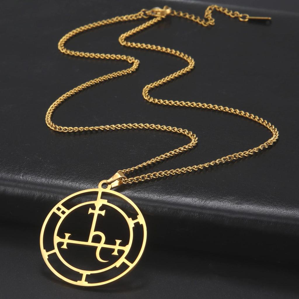 VASSAGO Sigil of Lilith Necklace Satanic Wiccan Jewelry Hecate Goddess Pendant for Women Men