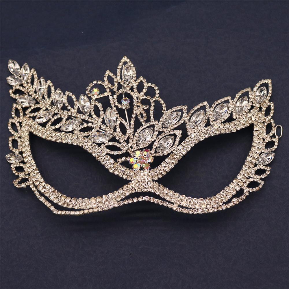 

New Halloween Dance Half-Face Mask, Performance Blindfold, Party Party Mask, Rhinestone Alloy Leaf-Shaped Crown