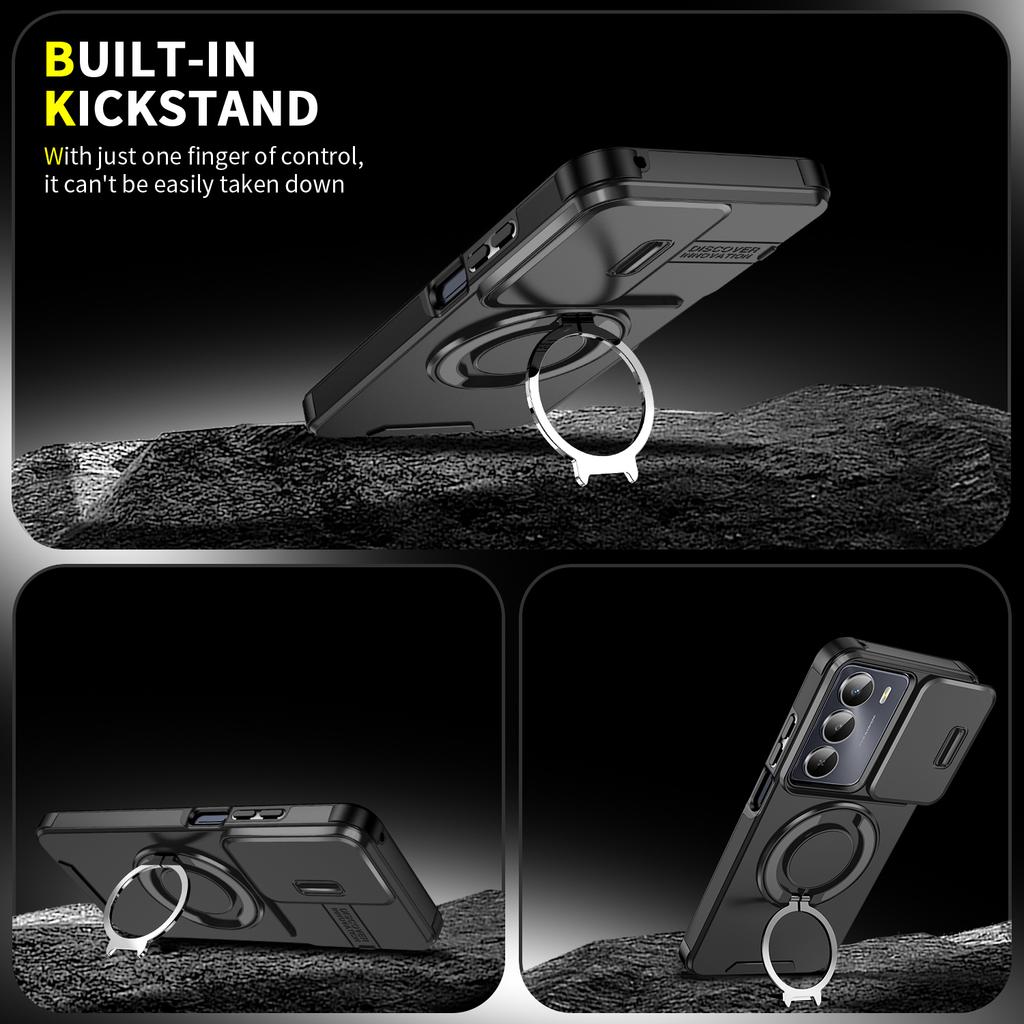 Funda For Realme C75 4G Slide Lens Protection Armor Phone Case For Realme C75 C 75 RealmeC75 Car Magnetic Ring Holder Back Cover