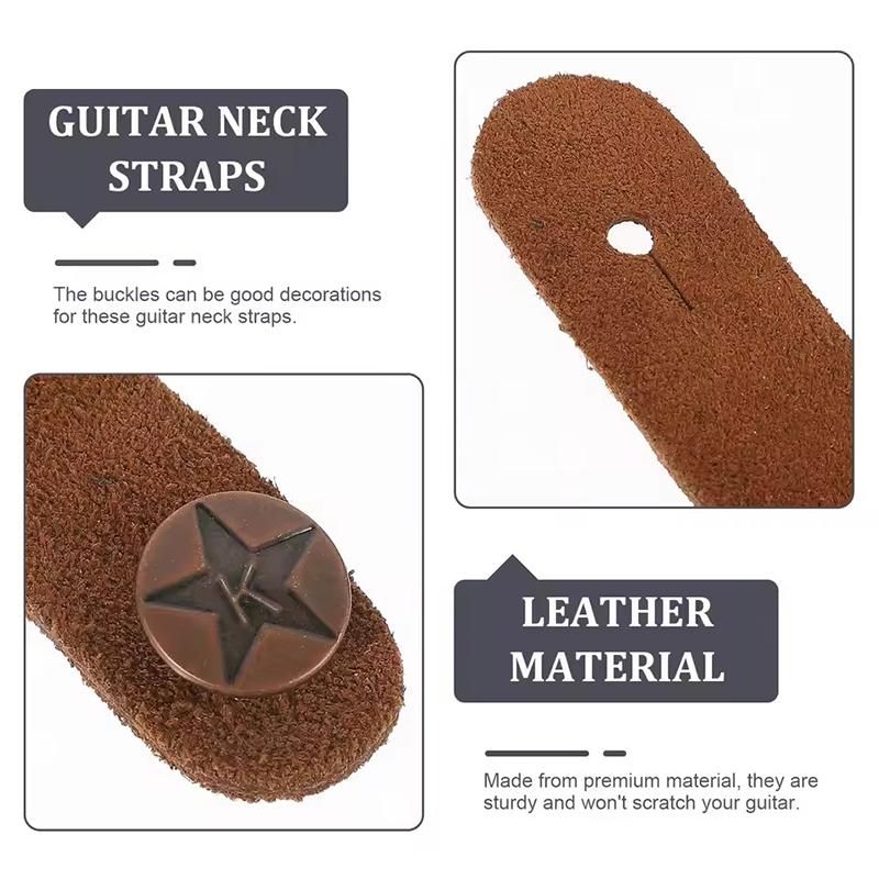 2 Stück/Packung Gitarrenkopfplatten-Gurtband-Krawatte Braun Schwarz Verfügbar Einfache Anwendung Gitarren Ukulelen Bass Halsgurt PU-Leder Sichere Verriegelung ZYF