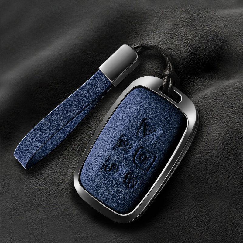 Metal Suede Car Remote Key Cover Case Holder Shell Fob for Land Rover New RangeRover Sport Evoque Freelander Velar Discovery LR5