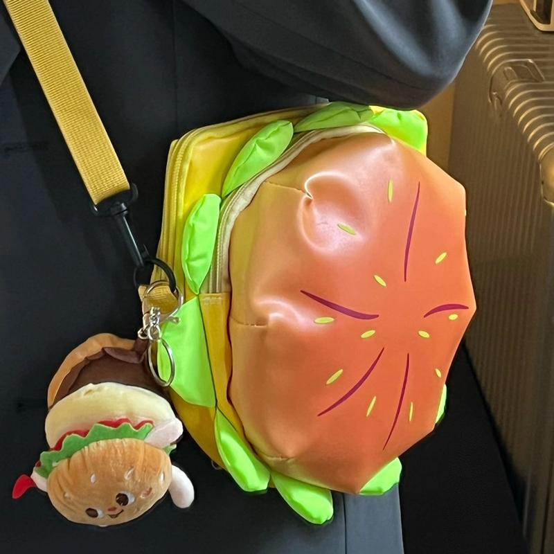 Cartoon Cheese Stereo Burger Crossbody Bag Girl Cute Everything Shoulder Bag Funny Little Backpack