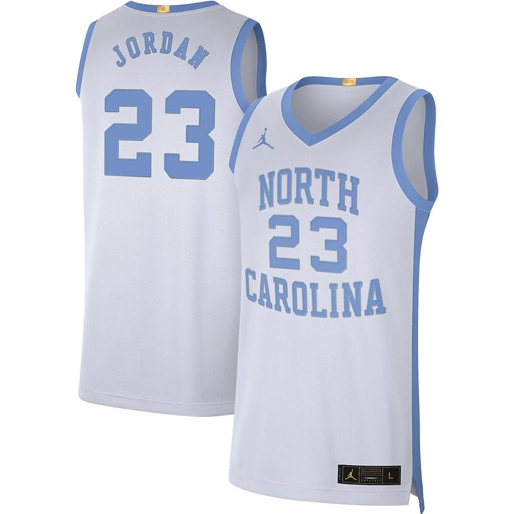 Jordan Dri-FIT North Carolina 23 V-Neck Casual Straight-Cut Sleeveless Basketball Jersey Men Jersey White Blue DN9341-100