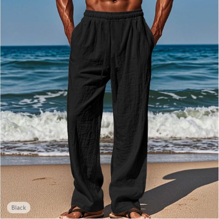 Hawaiisk sommer Herrebukser fritid lomme snøring elastisk midje ensfarget komfortabel og pustende