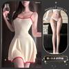 Sex underwear pure desire square neck suspender contrasting color dress temperament summer new design sense waist