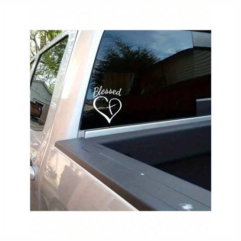 Show Your Faith with This Stylish Heart and Cross Decal Sticker for Cars, Trucks, and Laptops!