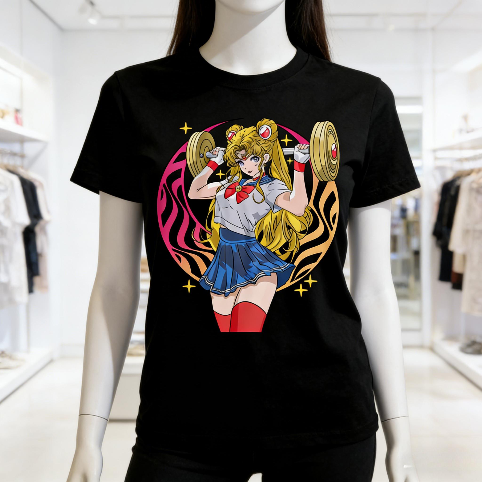

Sailor Moon Anime Lifting Dumbbell Printed Tshirt Unisexs and Womens Tshirt Unisexs Top Sports Tshirt Unisexs Tshirt Summer Tee XL
