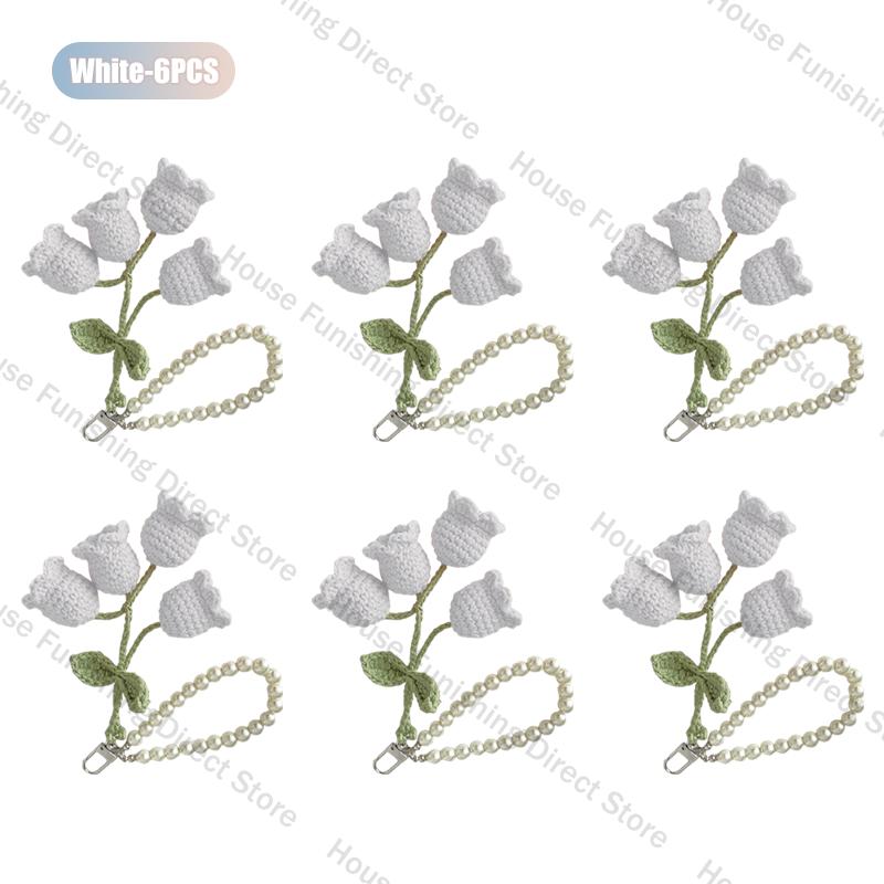 1-10PC Handmade Weaving Bag Pendant Lin Orchid Keyring Love Girl Pearl Chain Keychain Decoration Car Pendant Diy Bag Accessories