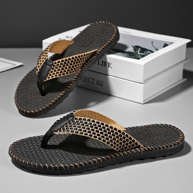 

Шлепанцы мужские модные верхняя одежда лето новые повседневные износостойкие мягкие подошвы нескользящие зажимы для ног пляжные персонализированные трендовые тапочки 39 чёрный