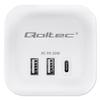 Kostka zasilająca Qoltec przedłużacz 6w1 z podświetlanym włącznikiem | 3x AC | 2x USB | 1x USB-C PD 20W | Biała | Kabel 2m