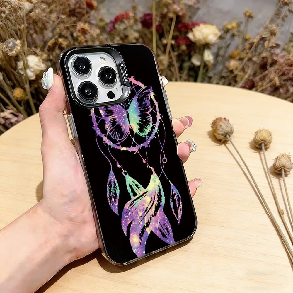 

Dreamcatcher Feather Phone Case For iPhone 17,16,15,14,13,12,11 Plus,Pro Max,XS,Colorful Silver Black Cover iPhoneXsMax