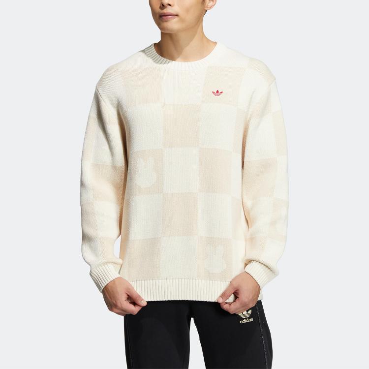 Adidas Originals Trefoil X Miffy Collaboration Series Checkerboard Detail Crew Neck Sweatshirt Unisex Tops White HY7272