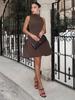 Spot spring and summer solid color sleeveless dress temperament sleeveless round neck slim-fitting elegant long dress