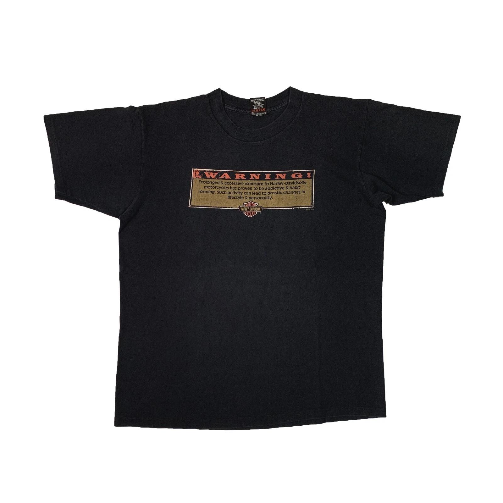 Vintage 1995 Harley Davidson T-shirt Warning Daytona Beach Biker Black Tee L M