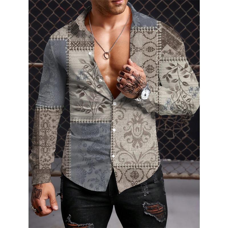 Long Sleeved Ethnic Style Shirt Men's Autumn Oversized Shirt With Lapel Button Long Sleeved Shirt Men's Outdoor Casual Shirts