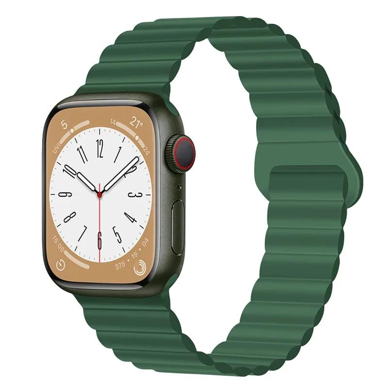 Magnetic Loop For Apple Watch Band 44mm Ultra 49mm 40mm 45-41mm Silicone Bracelet iWatch 10 9 8 7 6 5 SE For Correa Apple Watch