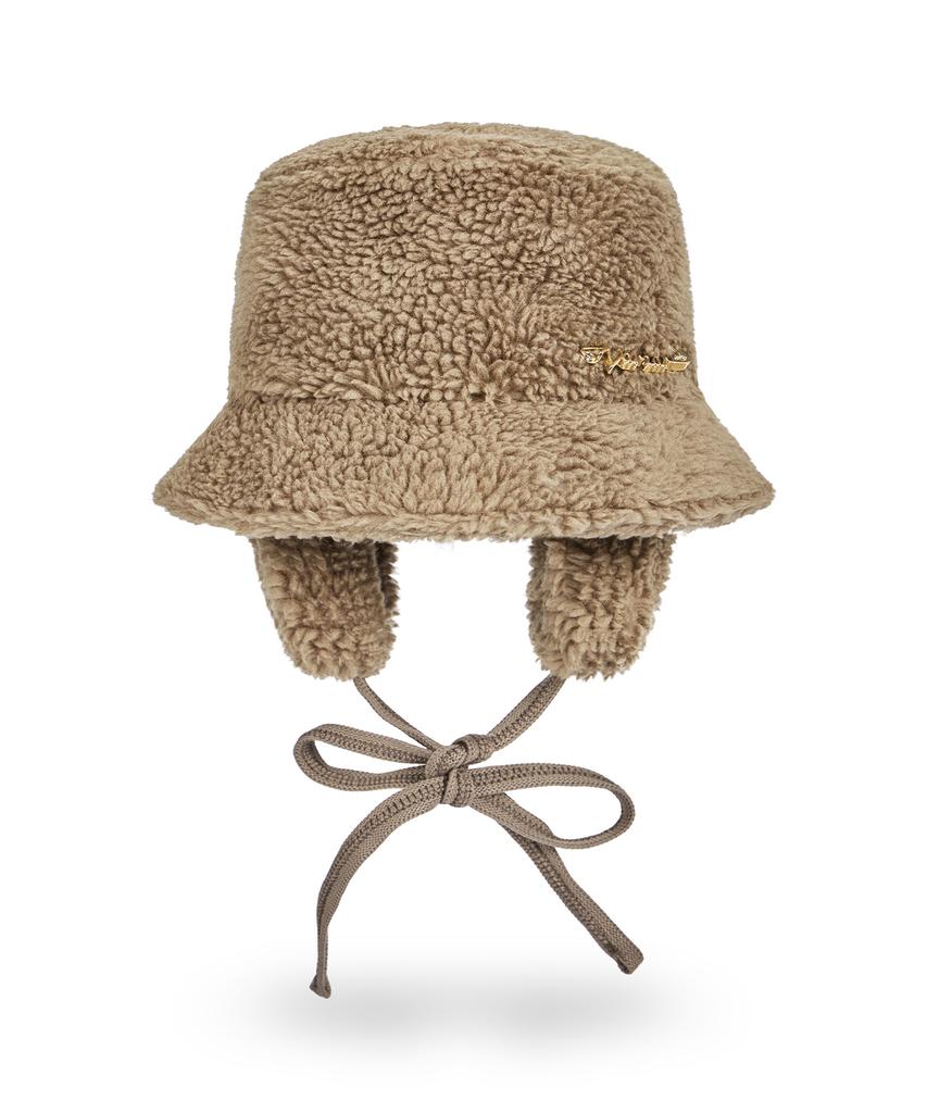 Bajal Safety Fin Sherpa Fur Flap Bucket Hat Taupe