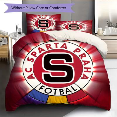 AC Sparta Prag Fußballverein Muster Bettwäsche Bettdecken-Set Heimdekoration Geschenk (1 Bettbezug + 2 Kissenbezüge (ohne Füllung))
