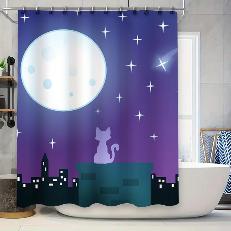 

Decorative Black Red Bath Curtain With Floral Design For Home Bathroom Decorations Shower Curtains Waterproof 205X180Cm W60H190(CM)-1 Pcs