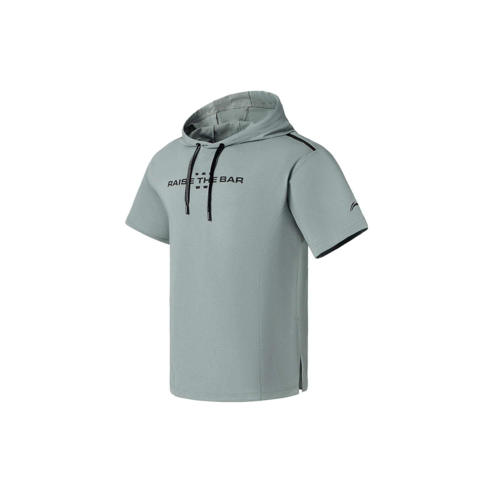 Li-Ning Logo Short Sleeve Hoodie  Green Black  Men s AAES013-5 L