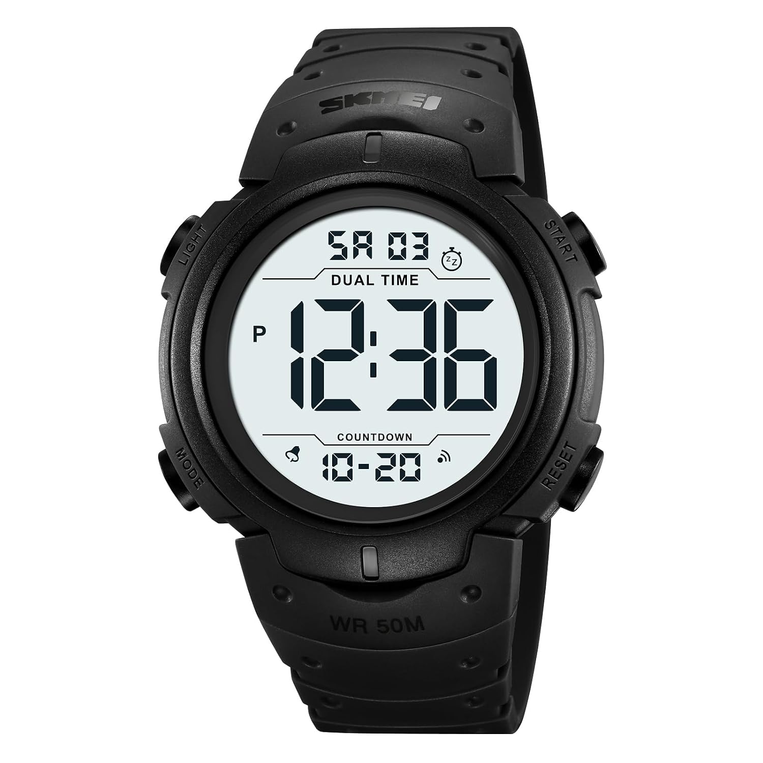Datirzyx Digital Wristwatch Large Display Easy-to-Read Mens Waterproof Watch Sports Running Stopwatch Timer Alarm Dual Time Hourly Chime Function x