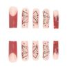 Long French Style Butterfly Nail Tips With Glitter Rhinestones - Press-On Nails Women Gel Adhesive Jelly Glue Options