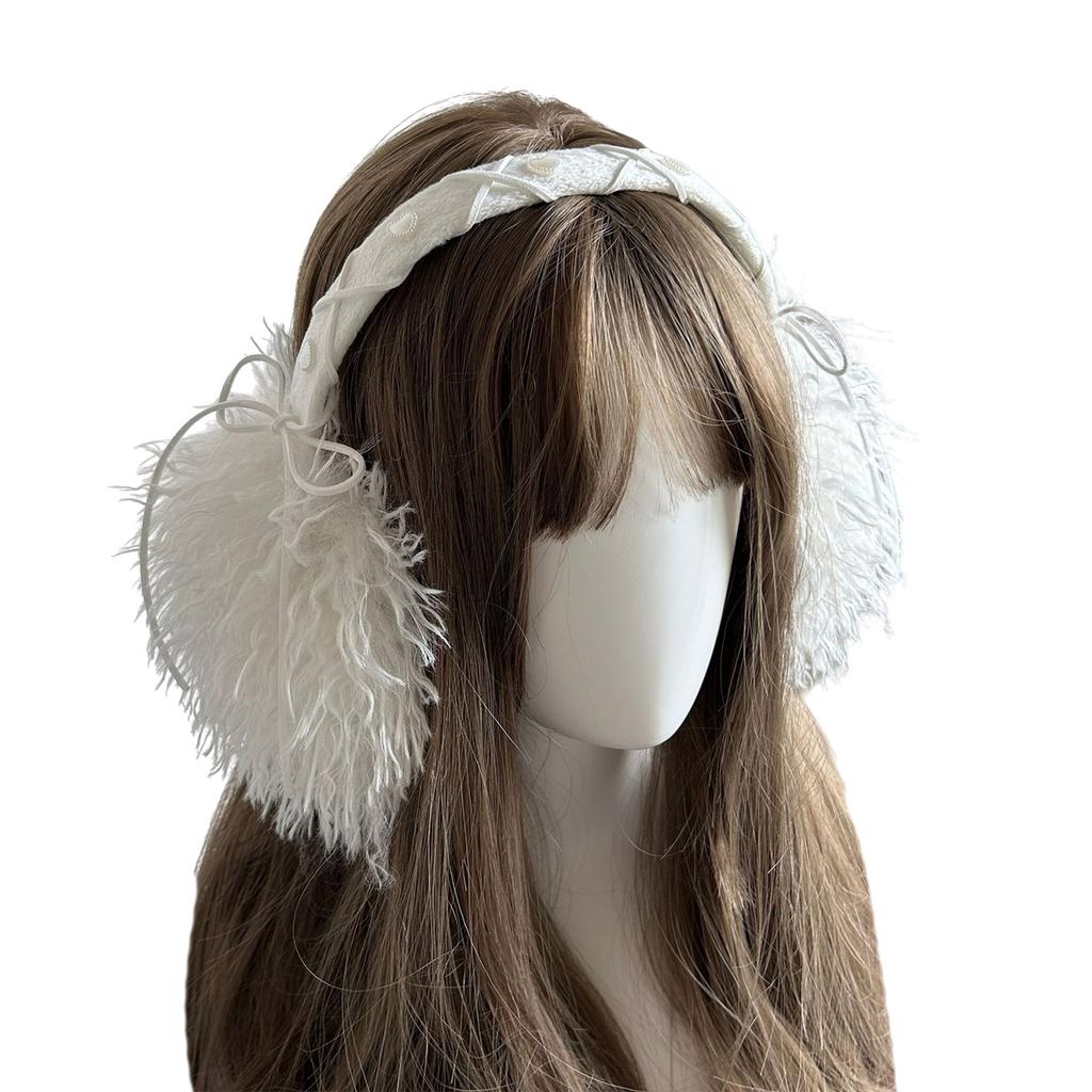 Bowknot Plush Ear Muffs for Cold Weather Fashion Ear Protective Ear Warmers Thick Furry Ear Muff for Women Skiing Hiking