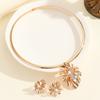 Fashion Diamond Studded Water Droplet Necklace Earrings Two,piece Set