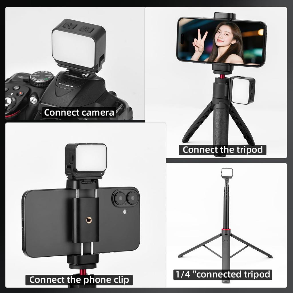 Mini Action Camera Video Light with Hot Shoe Compatible LED Light for DJI OSMO Pocket 5 Pro 4 3 Compatible with GoPro Accessories 3/Action