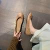 Grape Mother Of The Same Style, Oil Wax Horse Leather Ballet Shoes, Bow, Shallow Mouth, Not Tired Feet, Flat-Soled Single Shoes Women'S Egg Roll Shoes