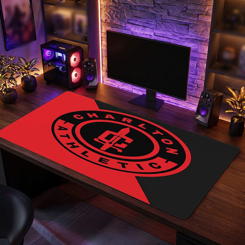 Charlton Athletic FC Theme Pattern Mouse Pad, Soccer Logo Design XXL Gaming Desk Mat Non-Slip Computer Mouse Pad